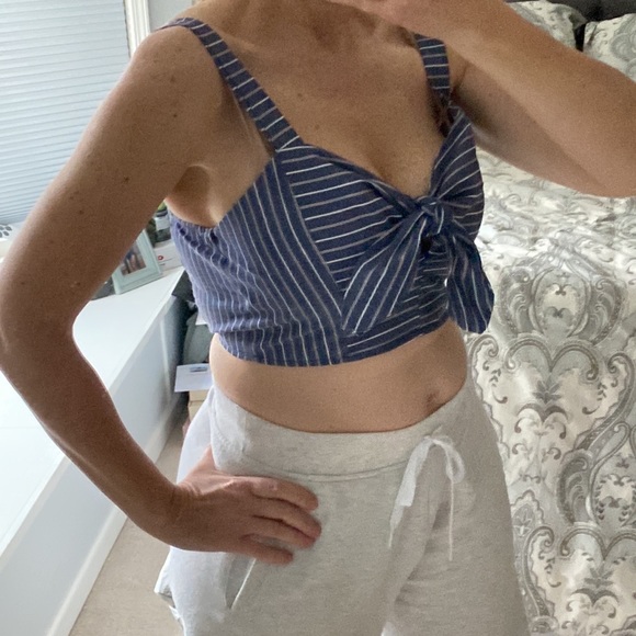 Striped Crop Top with Bow Tie Front - Picture 8 of 9